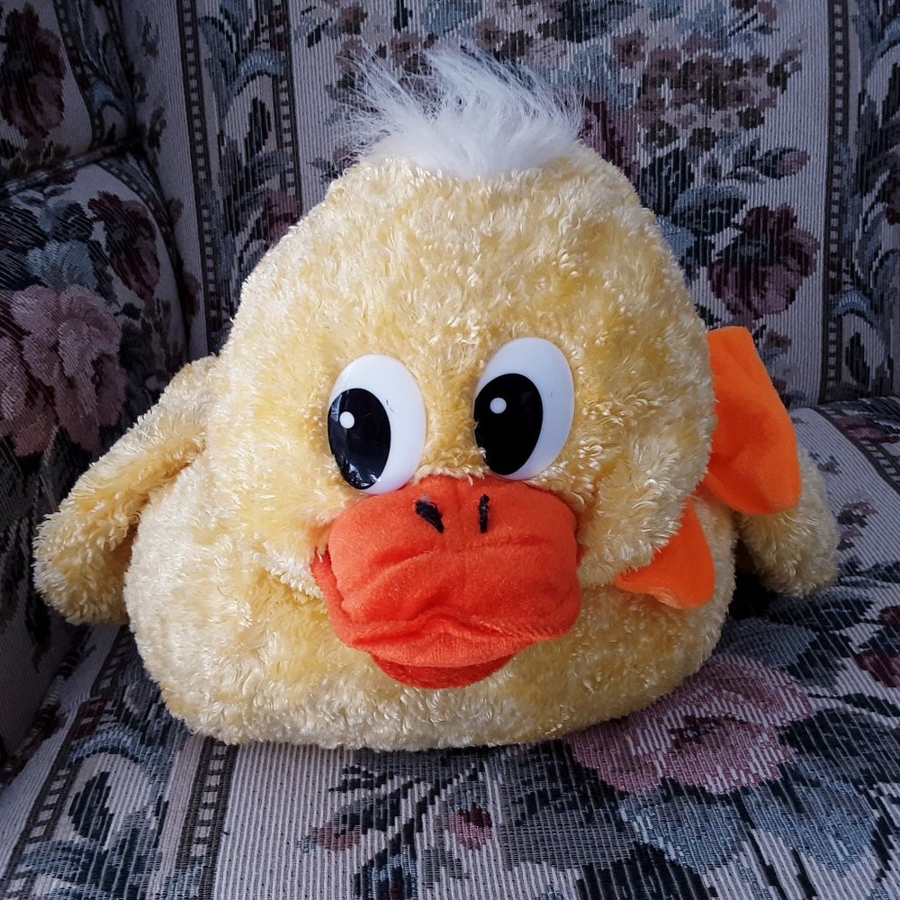Plush Baby Duckling, Brilliant Yellow & Orange with a White Crest